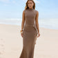Evening Chic Mesh Maxi Dress Mushroom OMFORT