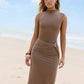 Evening Chic Mesh Maxi Dress Mushroom OMFORT