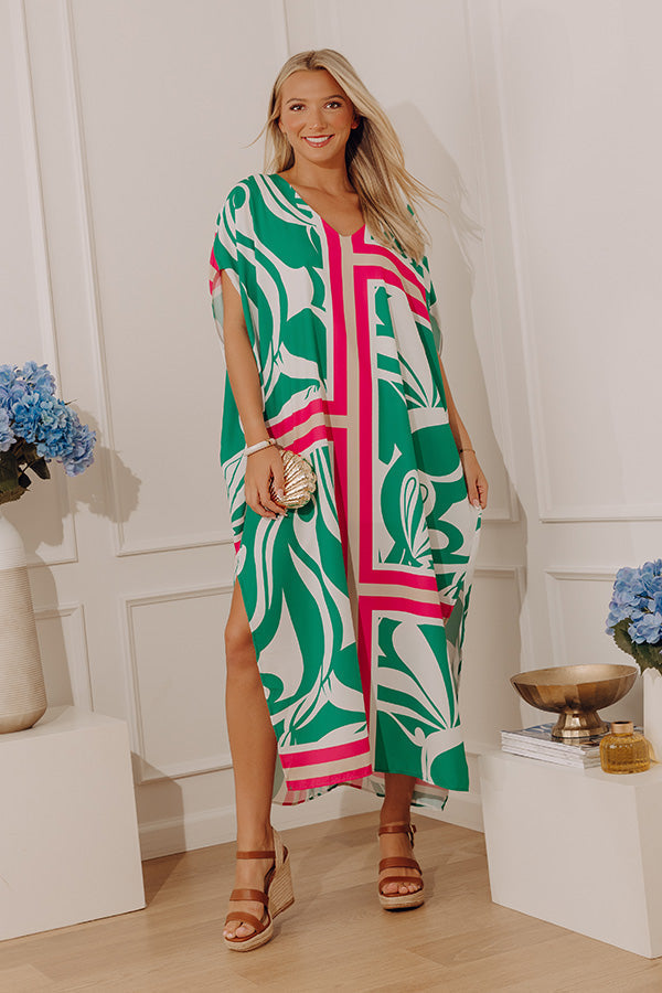 Coastal Cabana Caftan Midi Dress OMFORT