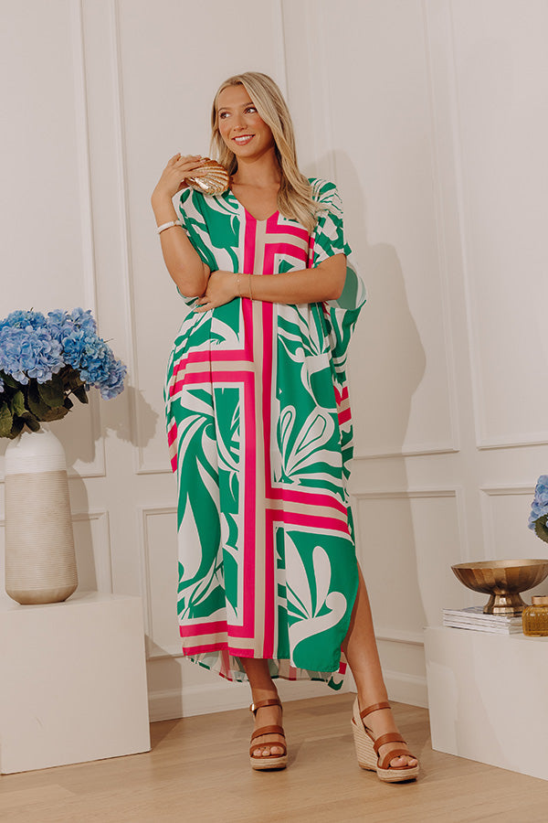 Coastal Cabana Caftan Midi Dress OMFORT