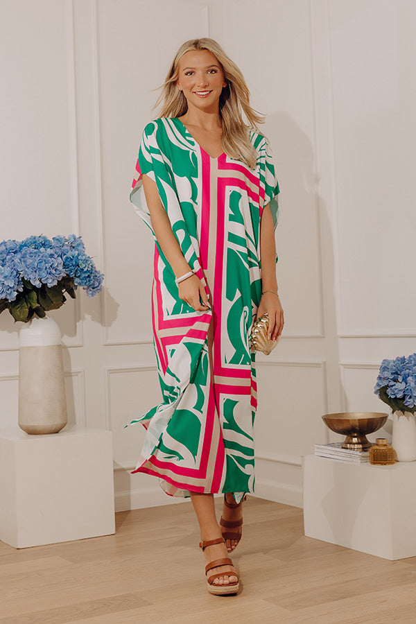 Coastal Cabana Caftan Midi Dress OMFORT