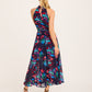 Kiss Me Halter Neck Maxi Dress in Ink with Multi Floral OMFORT