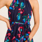 Kiss Me Halter Neck Maxi Dress in Ink with Multi Floral OMFORT