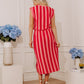 Weekend Stroll Stripe Knit Midi Dress in Pink OMFORT