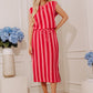 Weekend Stroll Stripe Knit Midi Dress in Pink OMFORT