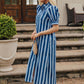 Harbor Line Button Down Midi Dress OMFORT
