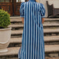 Harbor Line Button Down Midi Dress OMFORT