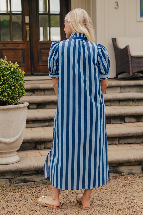 Harbor Line Button Down Midi Dress OMFORT
