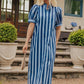 Harbor Line Button Down Midi Dress OMFORT