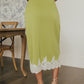 Evening Ease High Waist Scuba Midi Skirt in Lime Punch OMFORT