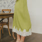 Evening Ease High Waist Scuba Midi Skirt in Lime Punch OMFORT