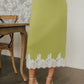 Evening Ease High Waist Scuba Midi Skirt in Lime Punch OMFORT