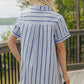 Dockside Chic Stripe A-line Mini Dress in Light Blue OMFORT