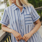 Dockside Chic Stripe A-line Mini Dress in Light Blue OMFORT