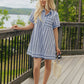 Dockside Chic Stripe A-line Mini Dress in Light Blue OMFORT