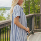 Dockside Chic Stripe A-line Mini Dress in Light Blue OMFORT