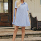 Fresh Lines Stripe Mini Dress in Light Blue OMFORT