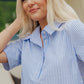 Fresh Lines Stripe Mini Dress in Light Blue OMFORT