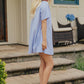 Fresh Lines Stripe Mini Dress in Light Blue OMFORT