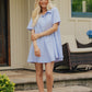 Fresh Lines Stripe Mini Dress in Light Blue OMFORT
