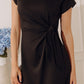 Evening Ease Lace Trim Scuba Midi Dress in Black OMFORT