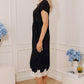 Evening Ease Lace Trim Scuba Midi Dress in Black OMFORT