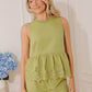 Evening Ease Lace Trim Peplum Top in Lime Punch OMFORT