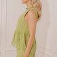 Evening Ease Lace Trim Peplum Top in Lime Punch OMFORT