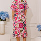 Tuscan Sun Floral Button Down Midi Dress in Pink OMFORT