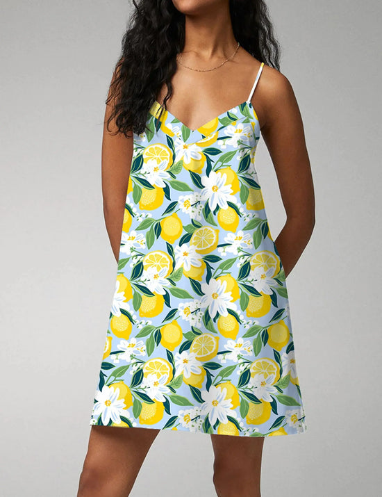 Florida Lemon Spaghetti Strap Nightdress OMFORT