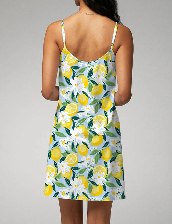 Florida Lemon Spaghetti Strap Nightdress OMFORT