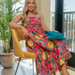 Fiesta Floral Ruched Midi Dress mysite