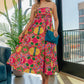 Fiesta Floral Ruched Midi Dress mysite