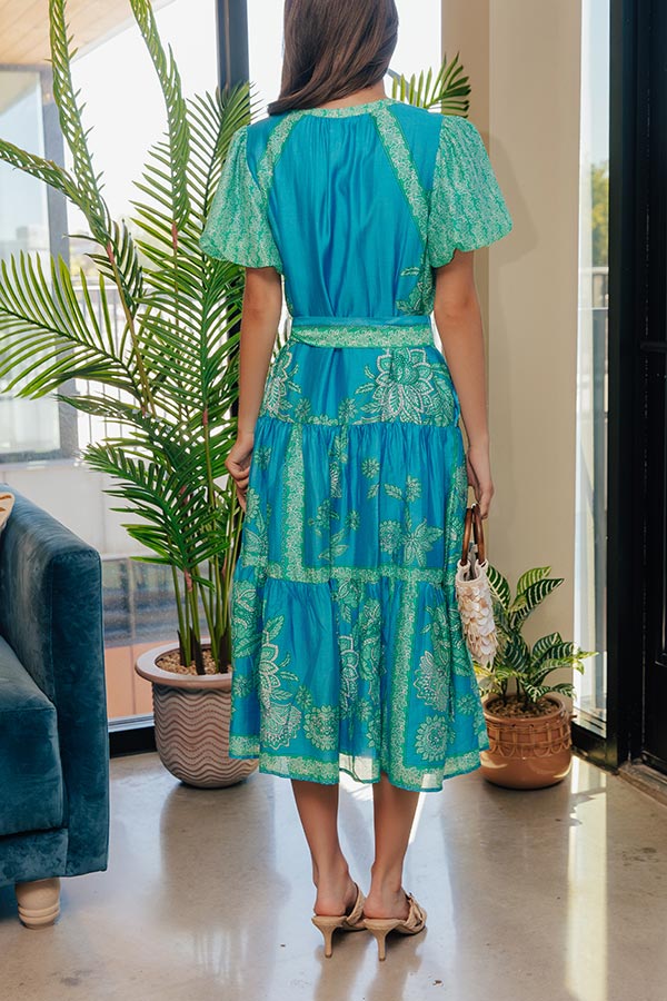 Portofino Stroll Floral Linen-Blend Midi Dress OMFORT