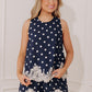 Uptown Ease Lace Trim Top in Navy OMFORT