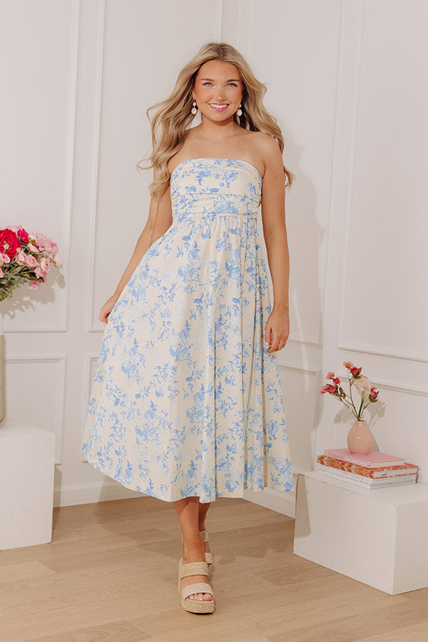 Venetian Garden Ruched Floral Midi Dress mysite