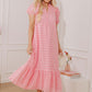 Easy Grace Eyelet Midi Dress in Pink OMFORT