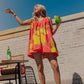 Santorini Bloom Lace Trim Floral Mini Dress mysite
