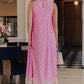 Uptown Ease Polka Dot Midi Dress in Pink OMFORT