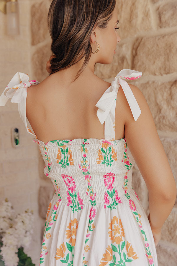 Cozumel Cutie Floral Smocked Midi Dress OMFORT