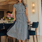 Resort Plans Linen-Blend Stripe Midi Dress OMFORT