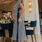 Resort Plans Linen-Blend Stripe Midi Dress OMFORT