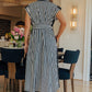 Resort Plans Linen-Blend Stripe Midi Dress OMFORT
