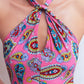 Sydney Twist Neck Jersey Dress-Pink Paisley OMFORT
