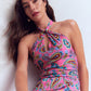 Sydney Twist Neck Jersey Dress-Pink Paisley OMFORT