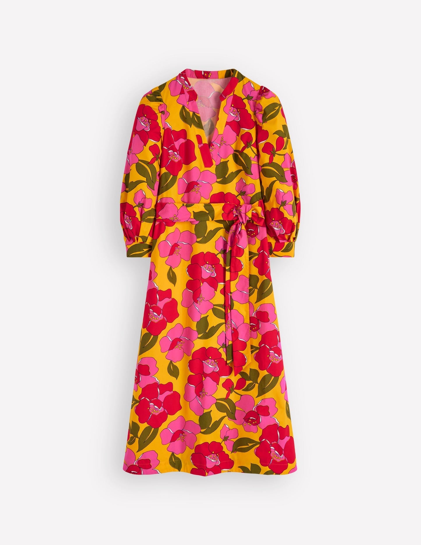 Octavia Cotton Dress-Yellow Radiant Bloom OMFORT