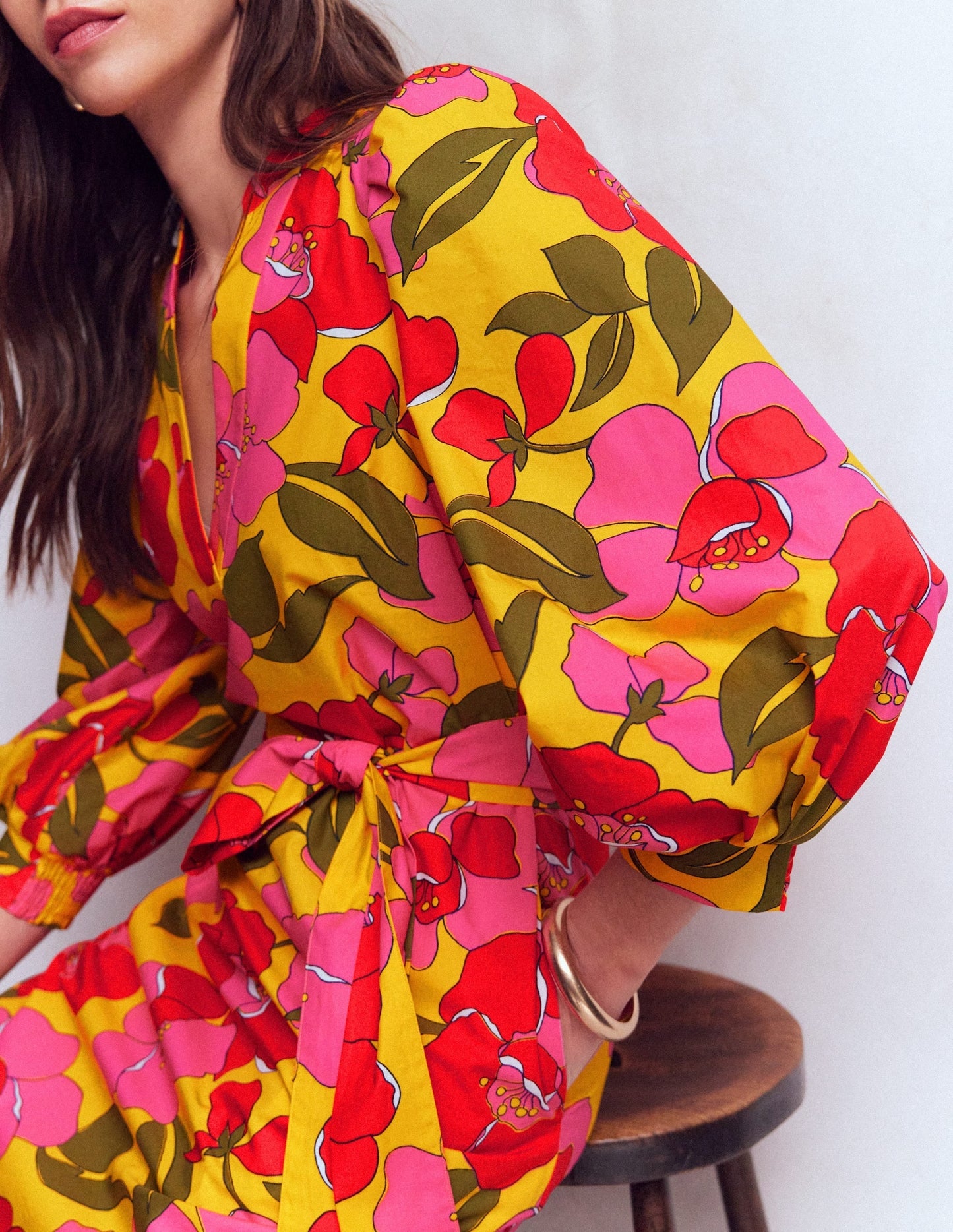 Octavia Cotton Dress-Yellow Radiant Bloom OMFORT