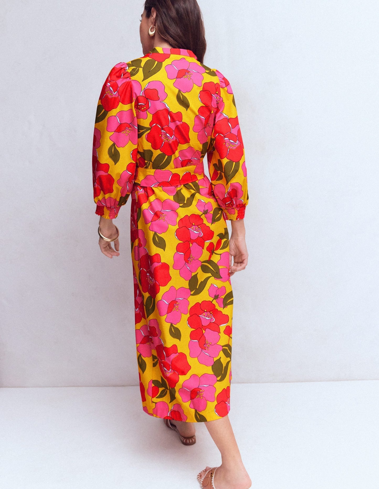 Octavia Cotton Dress-Yellow Radiant Bloom OMFORT