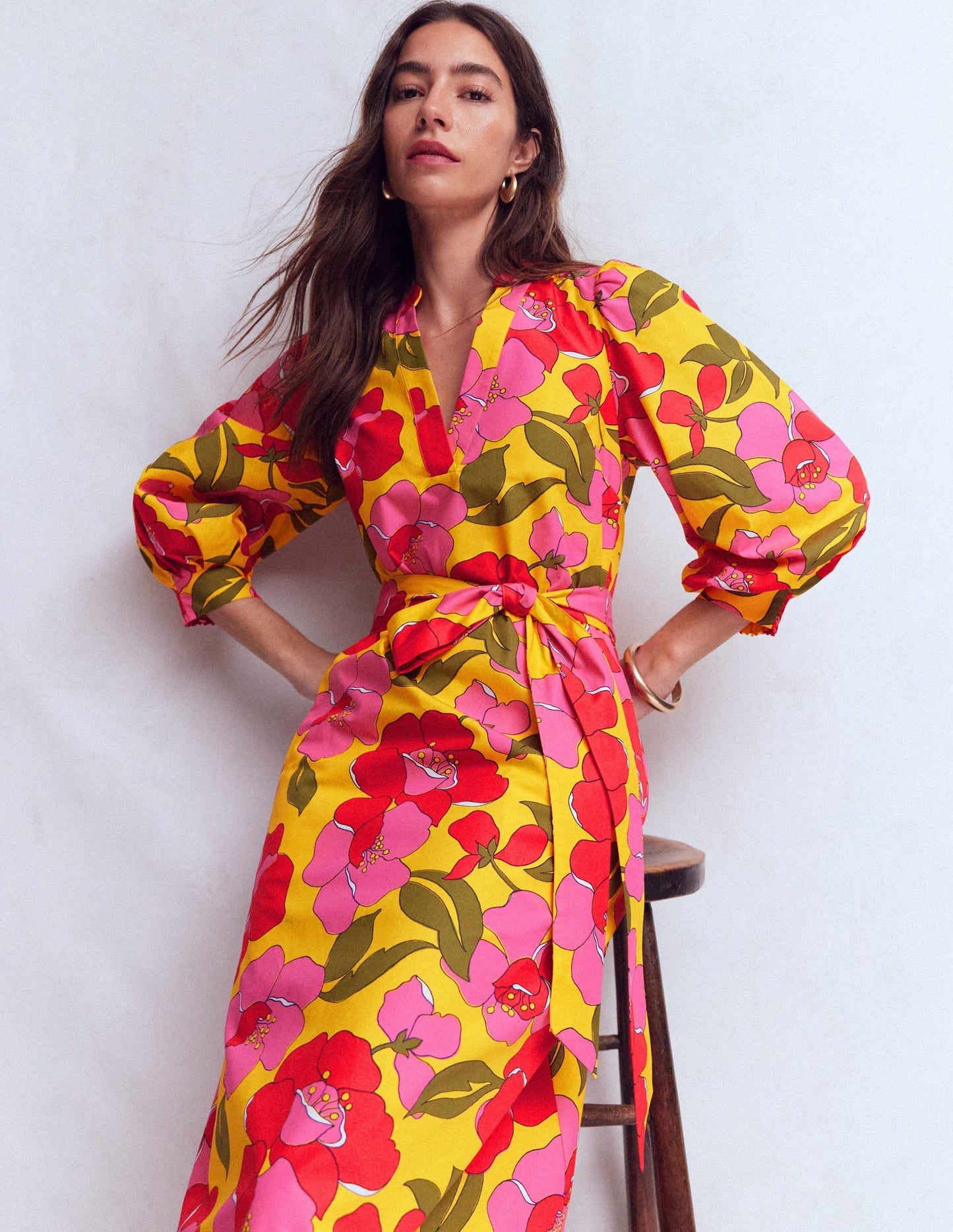 Octavia Cotton Dress-Yellow Radiant Bloom OMFORT