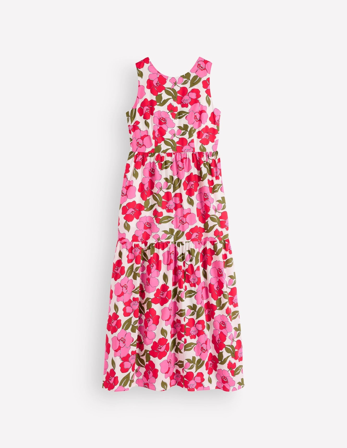 Sleeveless Poplin Dress-Pink Radiant Bloom OMFORT